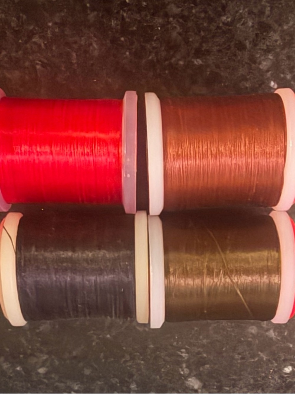 (4) UTC 70 Denier Spools of Fly Tying Thread - made in the USA - waxed - NWOT